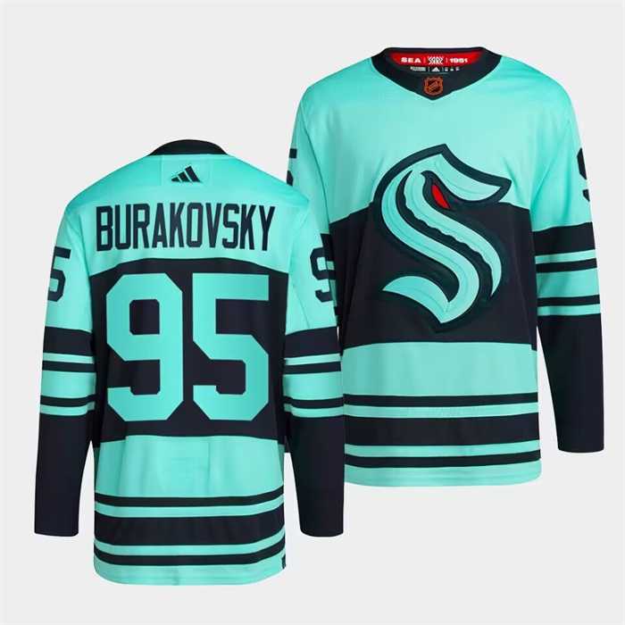 Mens Seattle Kraken #95 Andre Burakovsky Ice Blue 2022-23 Reverse Retro Stitched Jersey Dzhi->->NHL Jersey